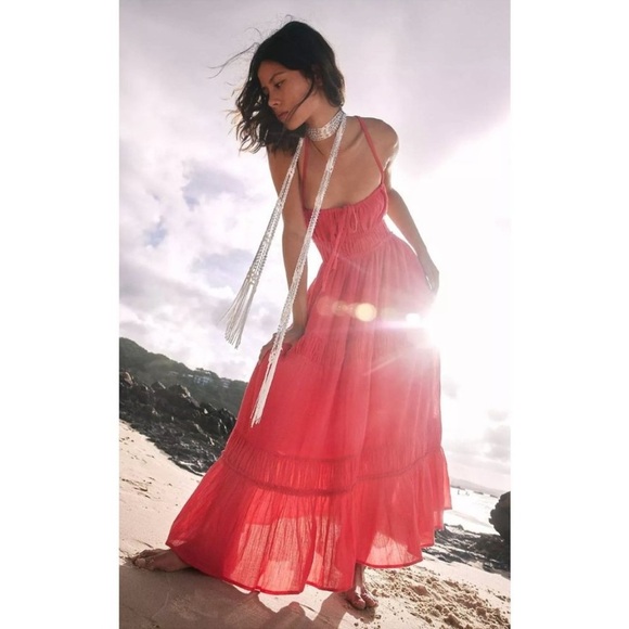 Free People Taking Sides Maxi Dress Size Large in Talking Roses NWT - Picture 1 of 16